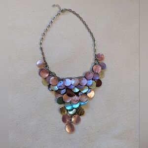 Elegant Multicolor Sea Shell Disc Necklace Abalone
